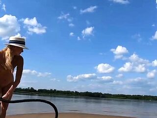 Big-Ass Blonde's Naked Walk on a Paddleboard