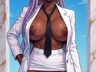 Big Breast Executive Ebony Babe with a Tight Black Ass Bald Pussy