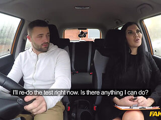 Fake Driving School - Big Tit Hot Brunette Jasmine Jae Flashes Max in a Car & Pulls Him for Doggystyle Sex