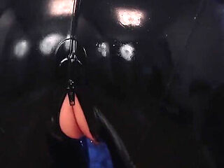 Sexy Latex Model with Curvy Body Rubber Erotic Teasing