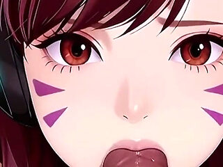 60 Frames, 1080p, D.va the Second Episode, the Innocent and Adorable Dva, Along with a Perfect Artful Oral Sex Scene. Blowjob,