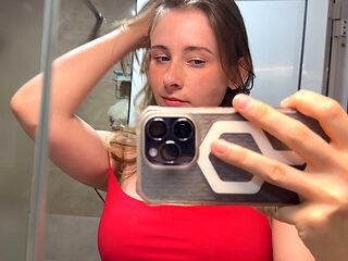 Red Dress Pixie Shower Show - Phone Tease to Steamy Self-love