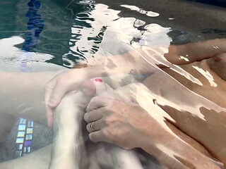 Footjob in Pool with Underwater Cumshot
