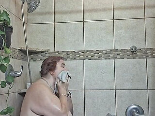 Big Beauty Nurse Vicki Taking a Mud Treatment in My Shower!