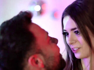 Two perfect girls fucking the same hard cock in an FFM