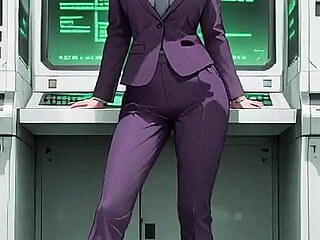 Blonde Boss in Purple Suit! Office Train Private Moments. She's Multitasking with Files While Secretly Adjusting Her Skirt...