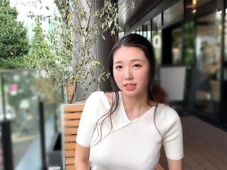Busty Japanese cutie gives a private show