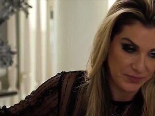 Hot lesbian MILF seduces her young innocent neighbor's twat