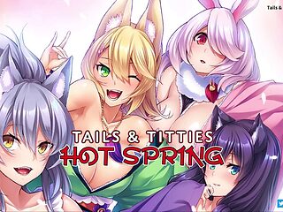 Super steamy anime special with tails and melons in the hot spring
