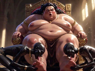 Huge BBW Mistress Foot Worship - Slaves Licking Her Feet to Ecstasy