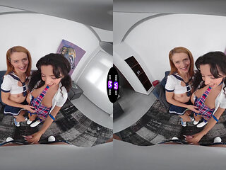 Mini Mitzi Invites Lucianna Luci For Threesome Striptease And Double Blowjob Fun - TmwVRnet