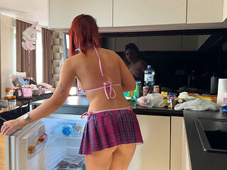 Hot Petite Real Redhead College Girl Flashes Her Pussy by Taking off Her Panties in the Shortest Uniform Skirt at Summer House