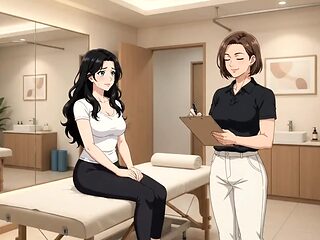 Therapist guides a sensual session of physical therapy