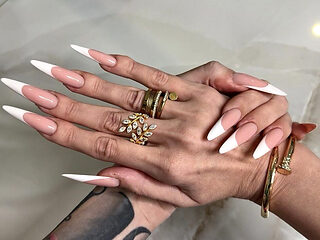 French Manicure Long Nails and Long Fingers