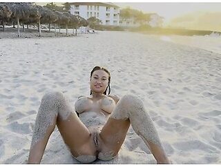 Monika Fox - In Bikini And Naked Walks On Beach And Swims In Ocean In Public