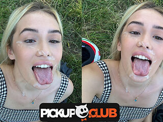 PICKUP CLUB - Blondie Rika Fane gets huge facial cumshot
