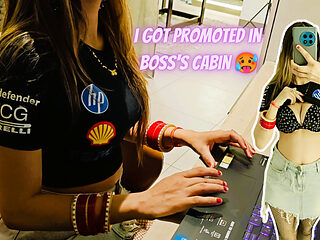 Boss and Secretary. I Got Promotion After Just I Came From My Marriage in My Boss's Cabin.