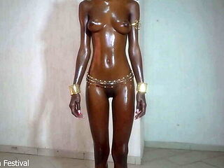 Dolcina's Perfect Skinny Black Body With Oily Tits Solo