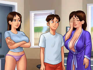Summertime Saga - Busty MILF Landlady Helps Tenant's Wet Dream, They Get Caught! 3D Hentai XXX