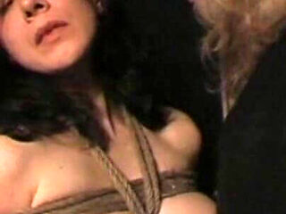 BDSM master thight ropes arouse dominated slave while friend gets a mouth full of cum