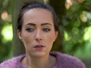Close up Outdoor Smoking - Petite Brunette