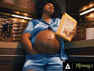 MOMMYS BOY - Hot Pregnant Girl Gets Fucked Hard During Midnight Snack With A Sticky Cumshot