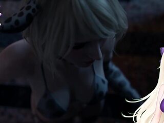 Hot Vtuber Ashley from Resident Evil rides and creampies Leon's big dick