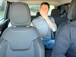 Couple Fucks in Uber Car During Traffic - Redhead Swallows Cum and Lets It Drip Out of Mouth