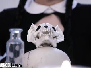 BURNING ANGEL Marley Brinx Summons a BIG DICK & Rips Fishnets