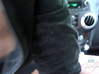 POV Elsa Jean Car Blowjob & Handjob! Blonde sucks, rides hard then jerks massive cumshot