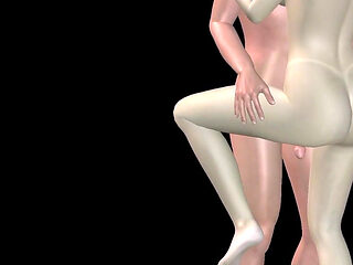 Animated 3D Porn - Beautiful Girl and Asian Man Romantic Foreplay