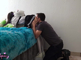 Tiny Schoolgirl Spanked Hard with Belt on Her Perfect Ass - Creampie to Make Her His