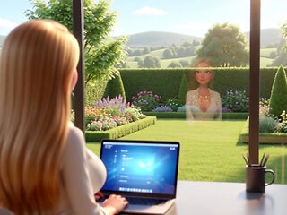 Elegant Blonde Boss Enjoys Pool with Young Gardener While Husband Away (ai Generated)