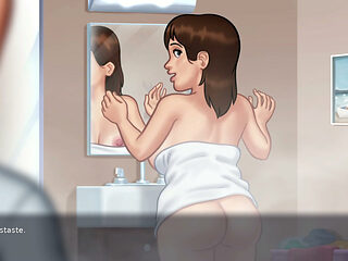 A perverted stepmom keeps jumping on her tenant's huge penis until it dries up - summertime saga +18