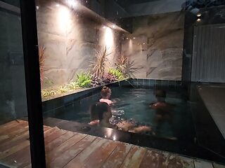 Friend betrayed after steamy pool session with huge natural tits