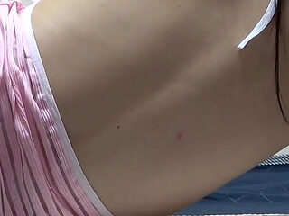 Nipples in See-through Dress, Micro Thong Panties Wedgie Into Camel Toe, Skinny Cute Japanese Girl Tease Workout in Apartment