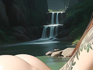 Lustrender East Asian Fashion Slideshow - Playful Pose and Floral Tattoo