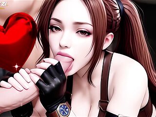 Anime Lara Croft loves big cock and wild cowgirl position