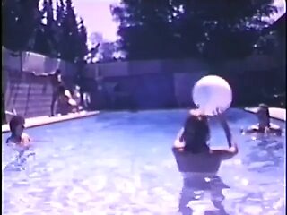 Classic USA swimming pool orgy involves hot interracial couple