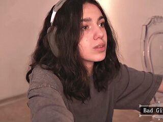 Skinny Tattooed Teen Teases Big Booty in Lingerie
