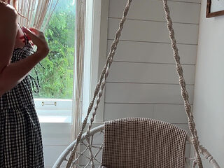 Having Some Fun in the Swing Chair! Hard Orgasm!