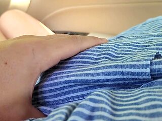 Random stranger gets lucky with busty girl's big natural boobs in the car