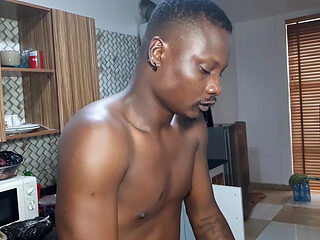 Fifty Fucks Ladygold in the Kitchen with His Long Big Black Cock BBC While Krissyjoh Is Busy Cooking