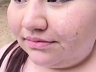 (censored/cut - No People Around) I Love Walking Around in Public with Cum on My Face and Showing off My Huge Ass