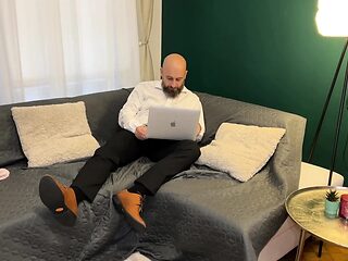 Office babe gets her buttons pushed by the big-cocked boss
