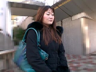 Old Japanese lady fucks hard dick while in the woods