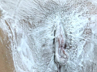 Very Close-up of Pussy Shaving with Trimmer and Razor!