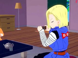 Hot MILF Android 18 wakens and bangs Roshi