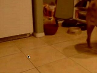 Blonde in panties cooks dinner