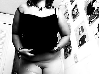 Silent Cinema and Black and White Vintage Girl Seducing You with Stockings, Dress and Heels